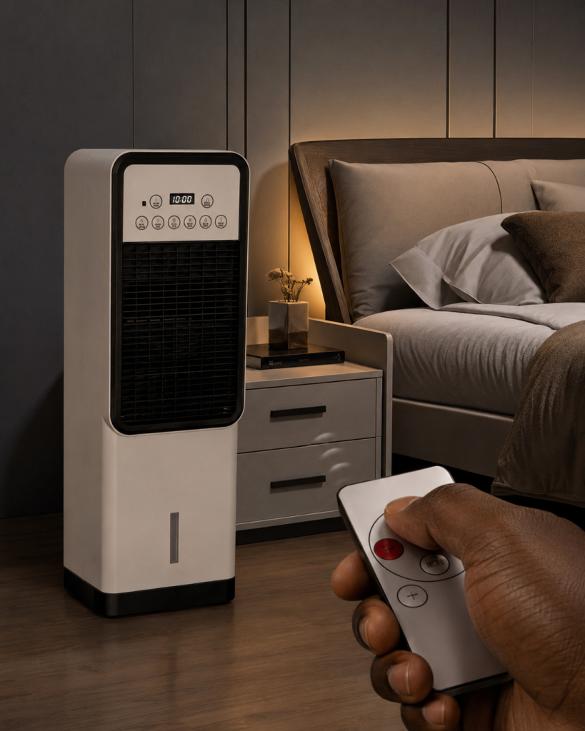 Portable cold and warm air conditioner fan with remote control